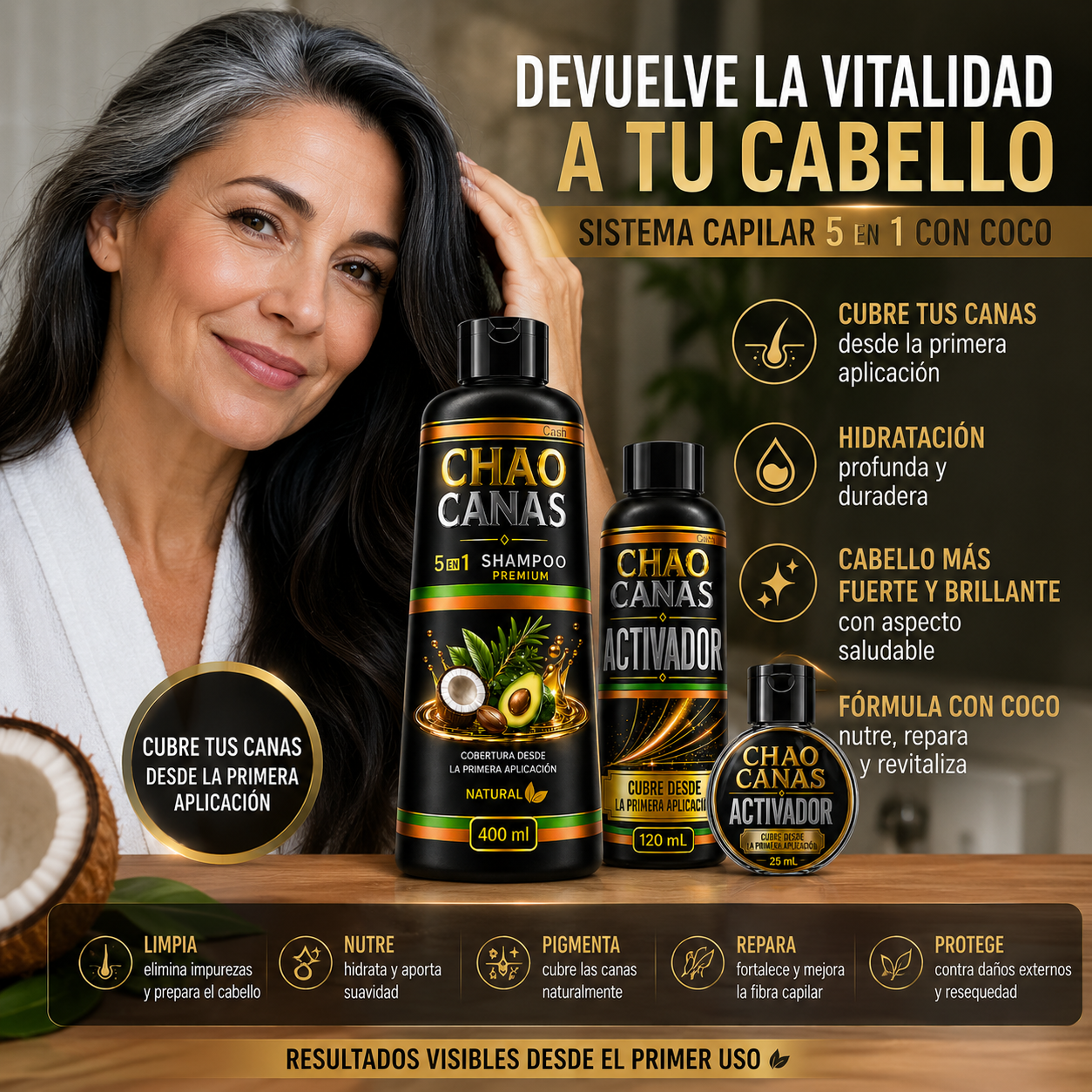 Chao Canas 5 en 1 — Shampoo Premium Cubre Canas
