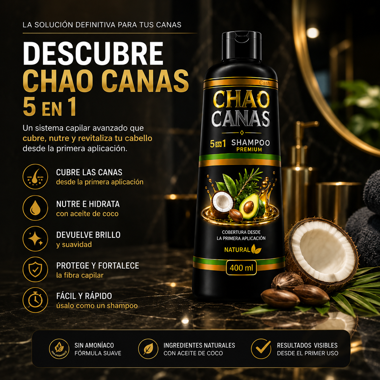 Chao Canas 5 en 1 — Shampoo Premium Cubre Canas